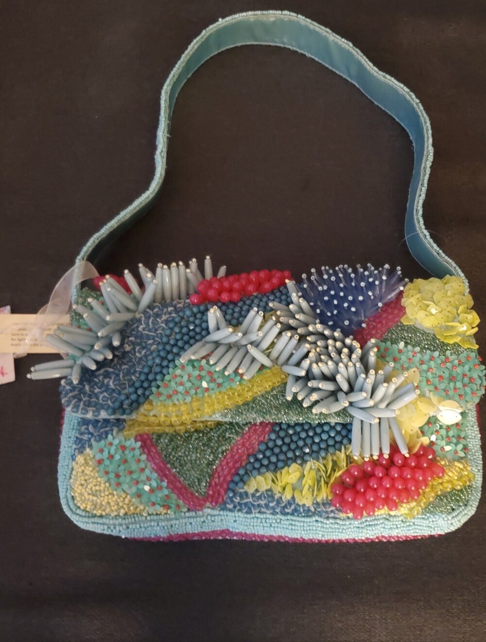 Beaded Multi-Color 3D Embellished Shoulder Bag